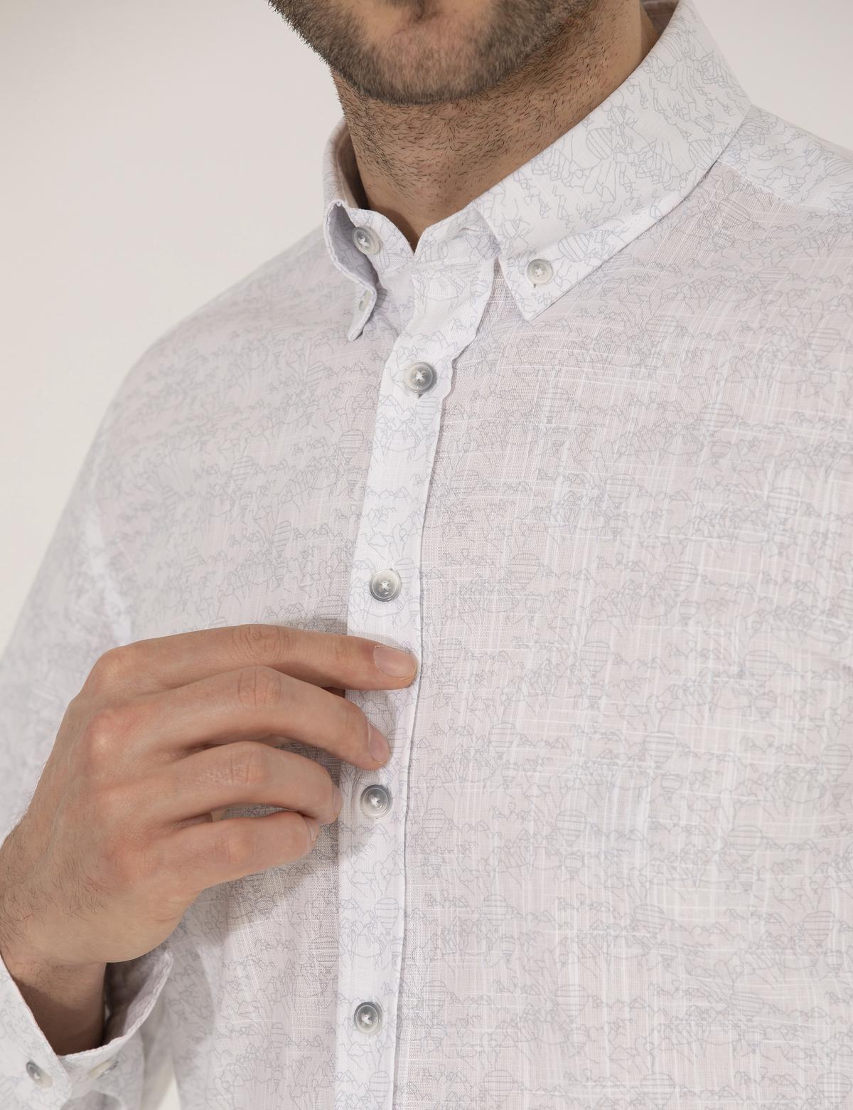 Açık Gri Slim Fit Uzun Kollu Gömlek - 50265072025