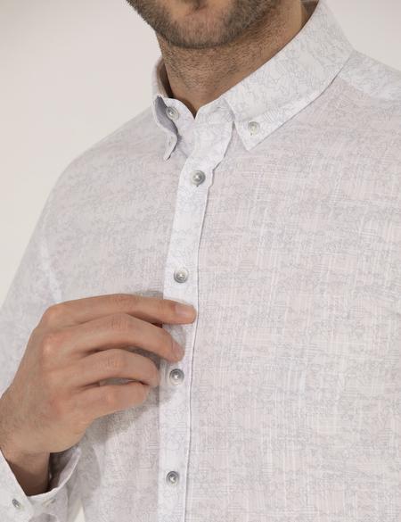 Açık Gri Slim Fit Uzun Kollu Gömlek - 50265072025