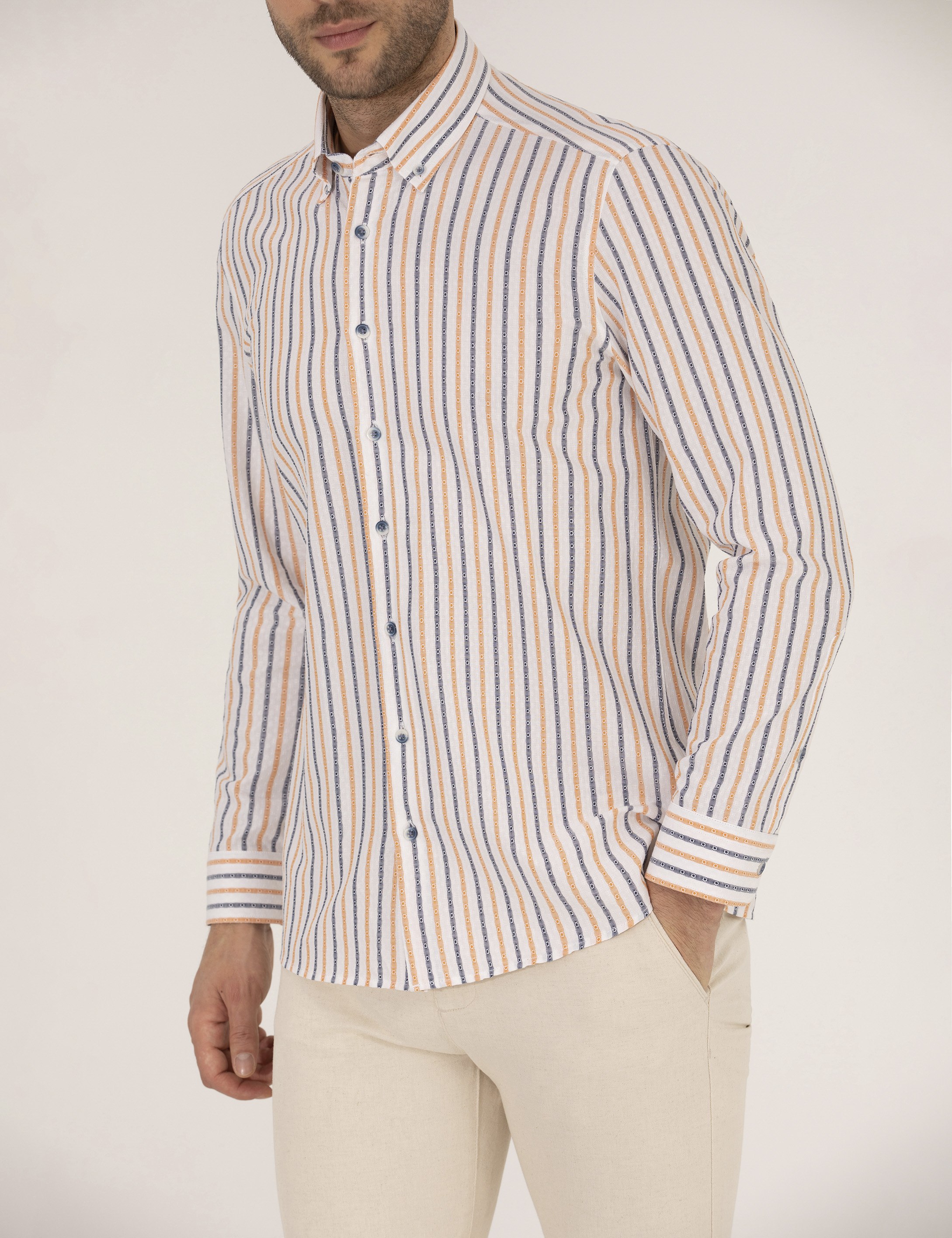 Pembe Regular Fit Uzun Kollu Gömlek - Image 6