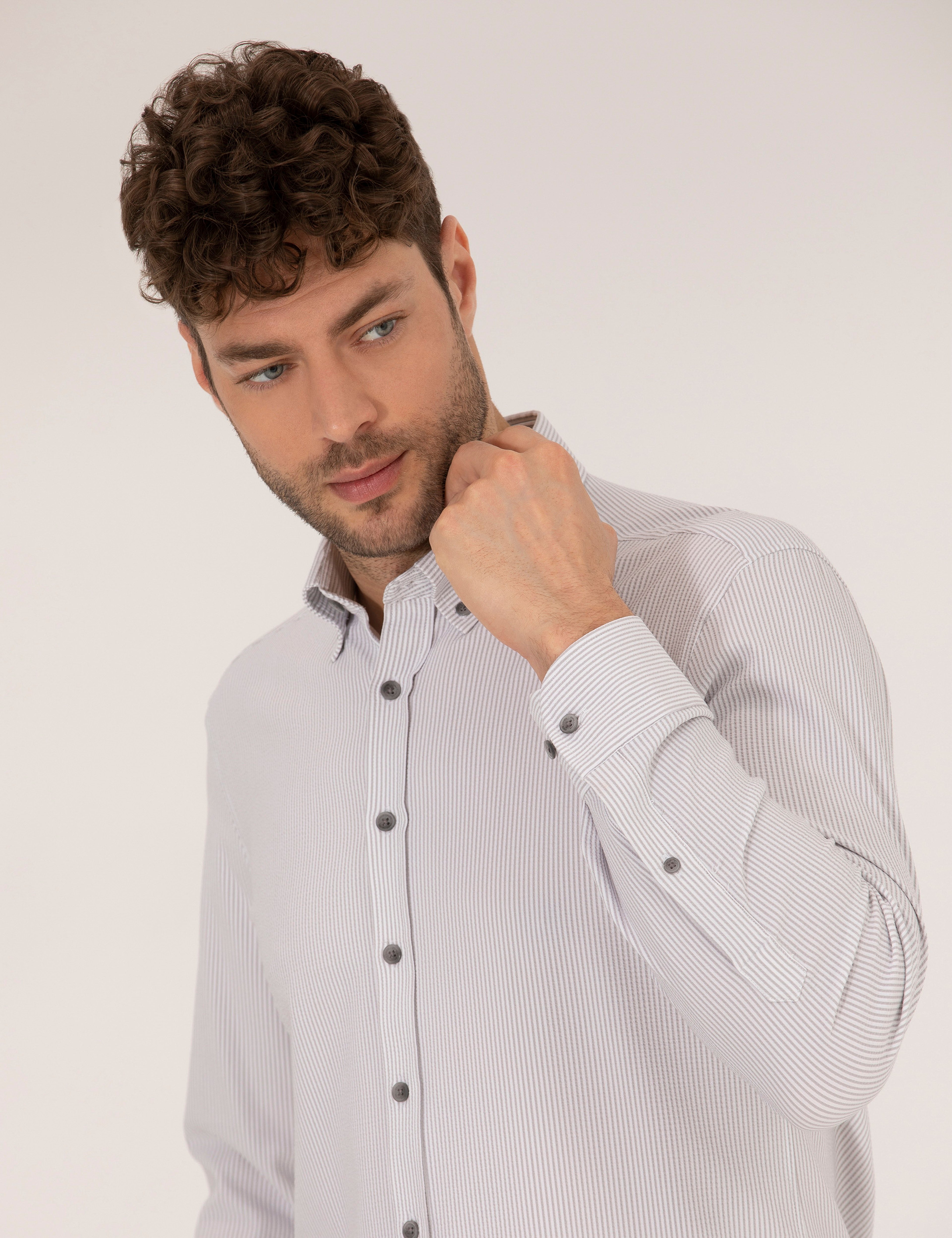 Antrasit Slim Fit Uzun Kollu Gömlek - Image 2