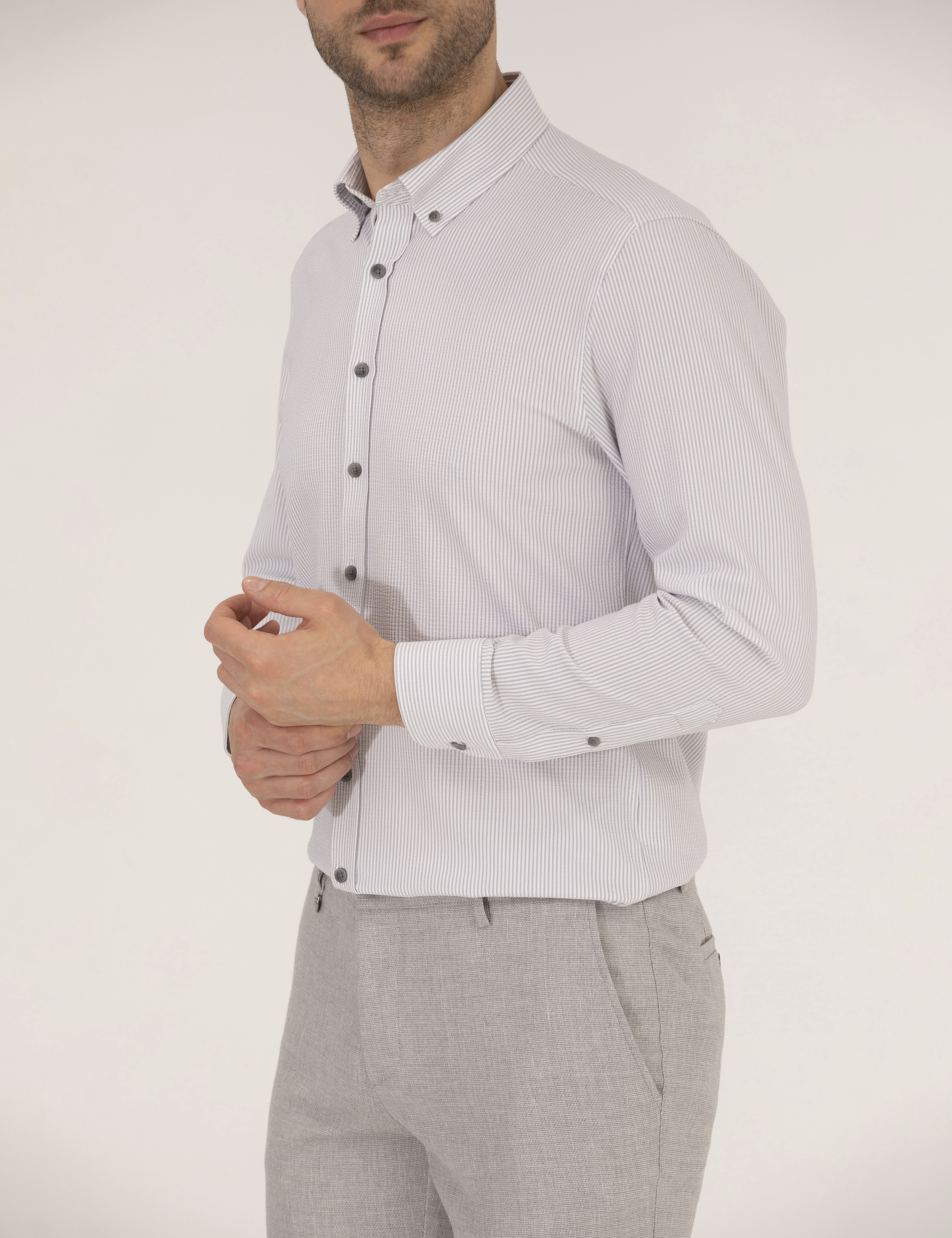 Antrasit Slim Fit Uzun Kollu Gömlek
