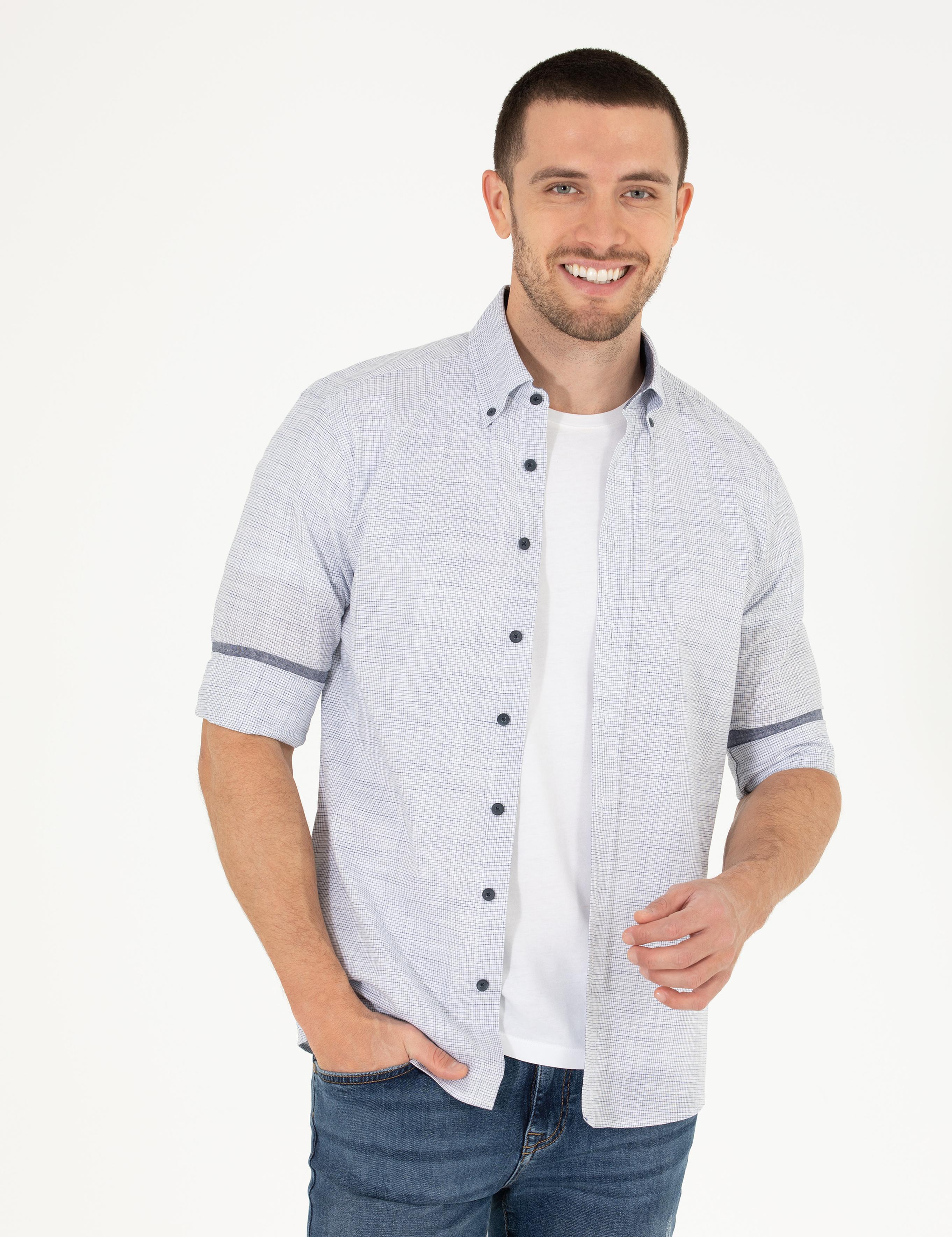 Lacivert Regular Fit Uzun Kollu Gömlek