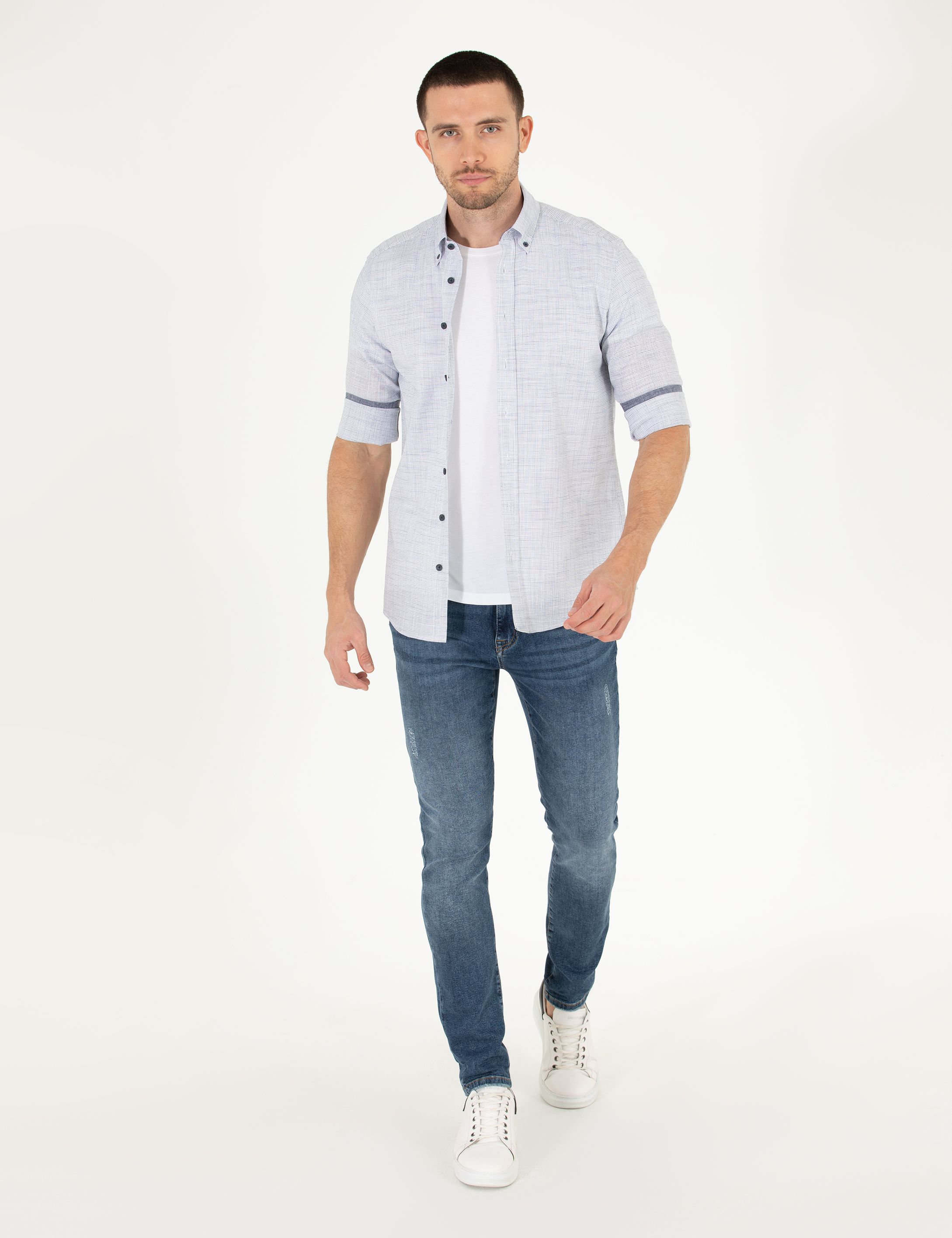 Pierre Cardin Lacivert Regular Fit Uzun Kollu Gömlek görsel 4