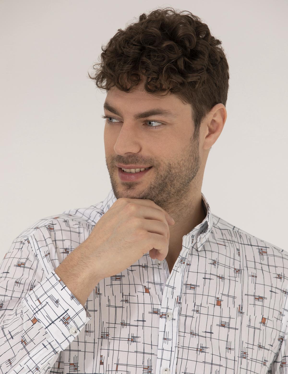 Kahverengi Slim Fit Uzun Kollu Gömlek - 50264966047