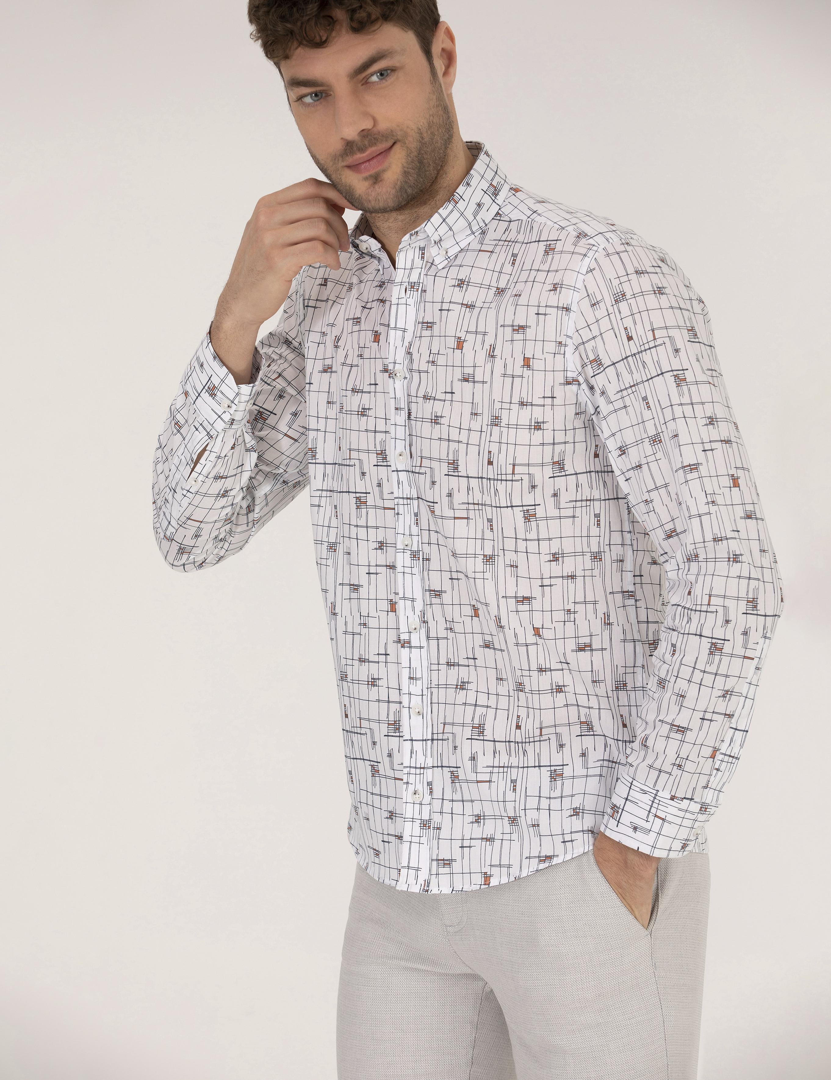 Kahverengi Slim Fit Uzun Kollu Gömlek