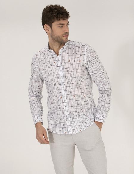 Kahverengi Slim Fit Uzun Kollu Gömlek - 50264966047