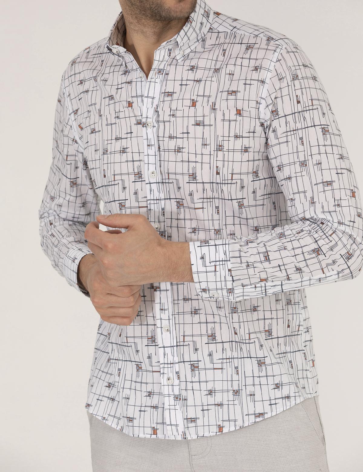 Kahverengi Slim Fit Uzun Kollu Gömlek - 50264966047