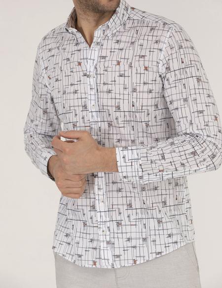 Kahverengi Slim Fit Uzun Kollu Gömlek - 50264966047