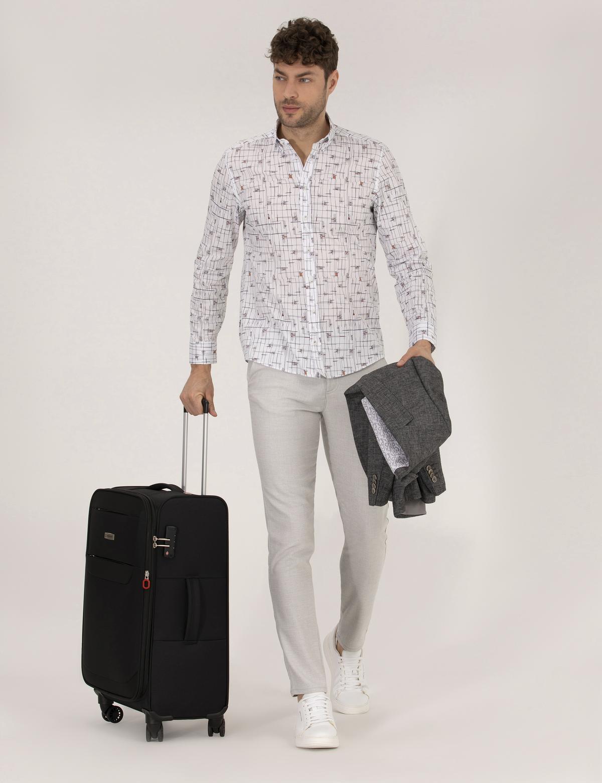 Kahverengi Slim Fit Uzun Kollu Gömlek - 50264966047