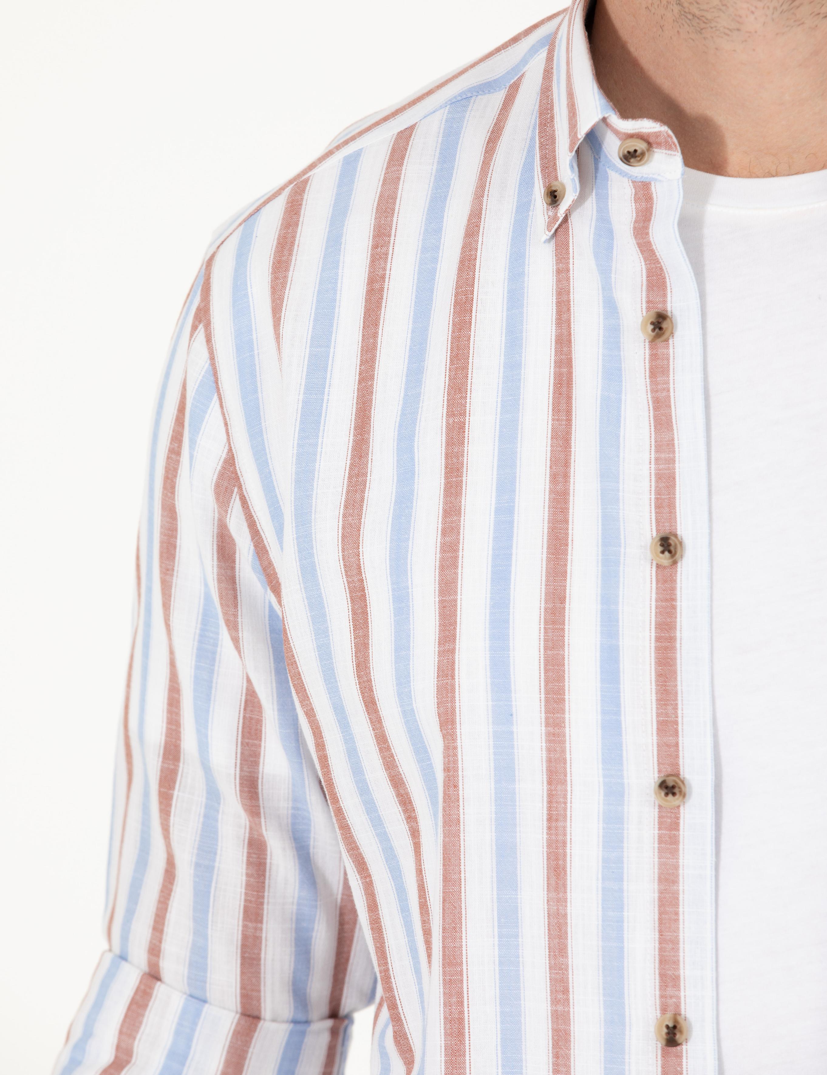 Kahverengi Regular Fit Uzun Kollu Gömlek