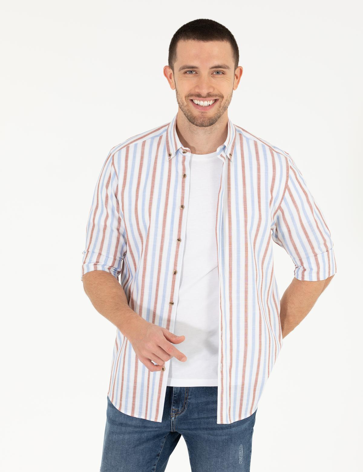 Kahverengi Regular Fit Uzun Kollu Gömlek