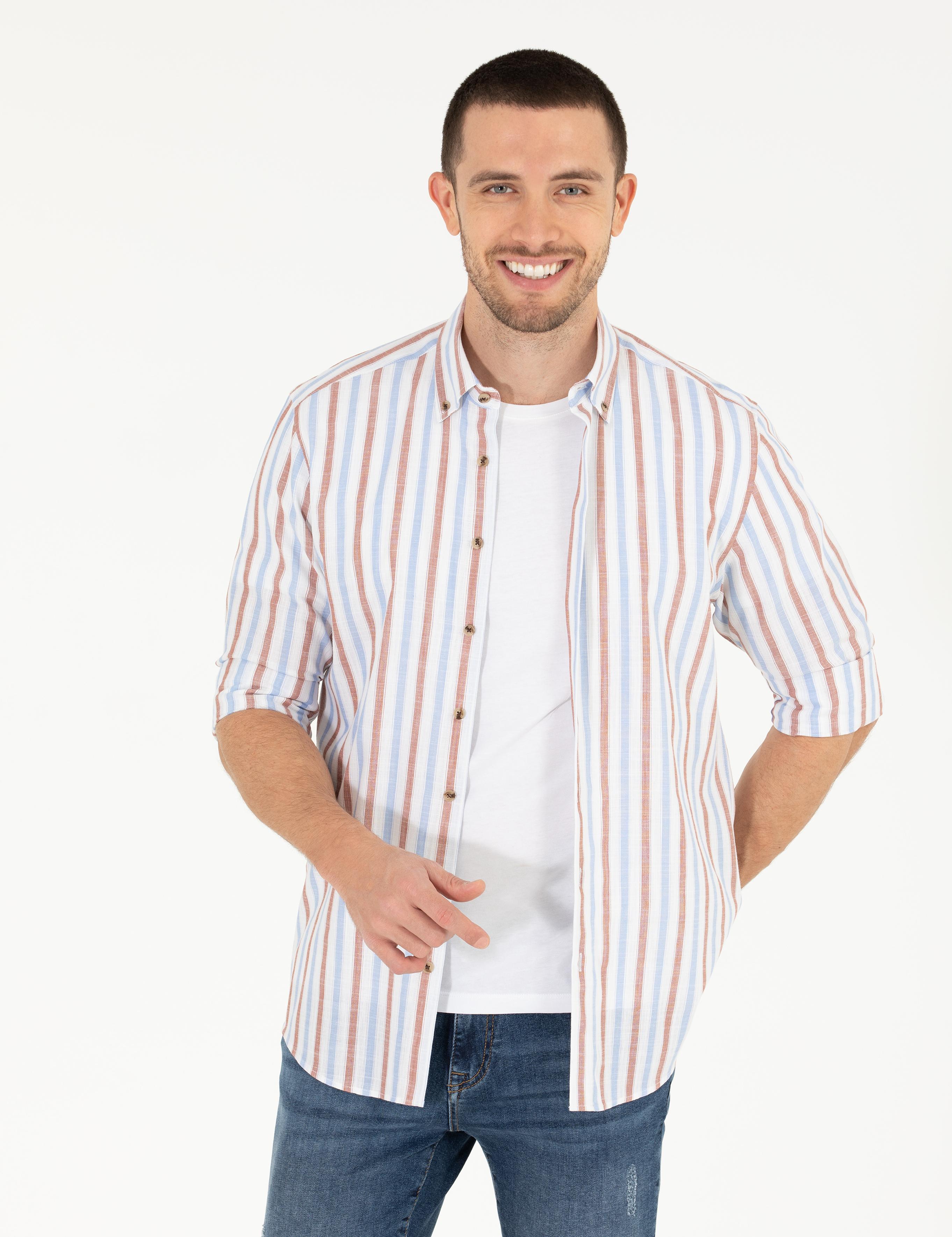 Kahverengi Regular Fit Uzun Kollu Gömlek