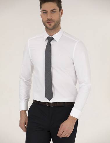 Beyaz Slim Fit Uzun Kollu Klasik Gömlek