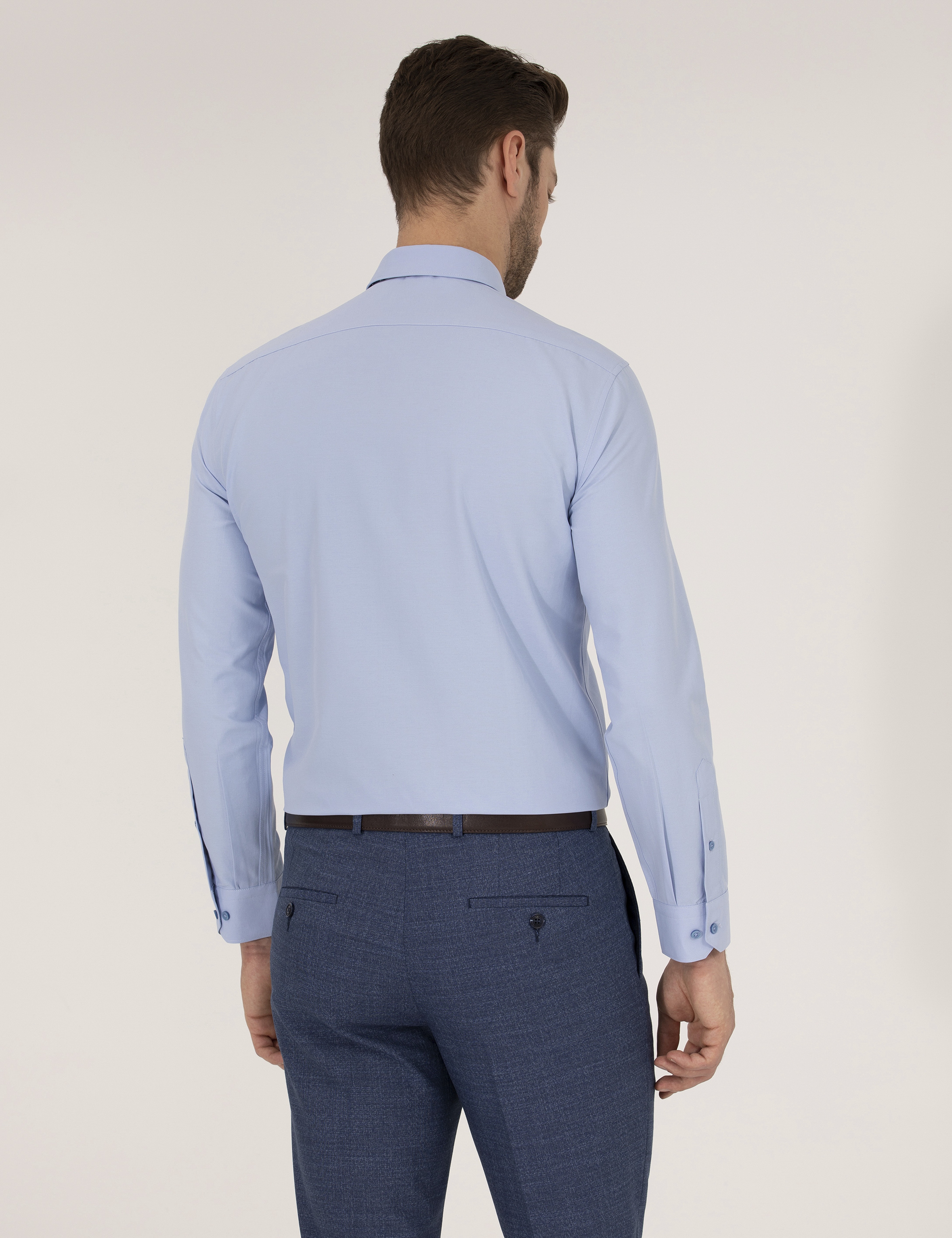 Mavi Slim Fit Uzun Kollu Klasik Gömlek - Image 5