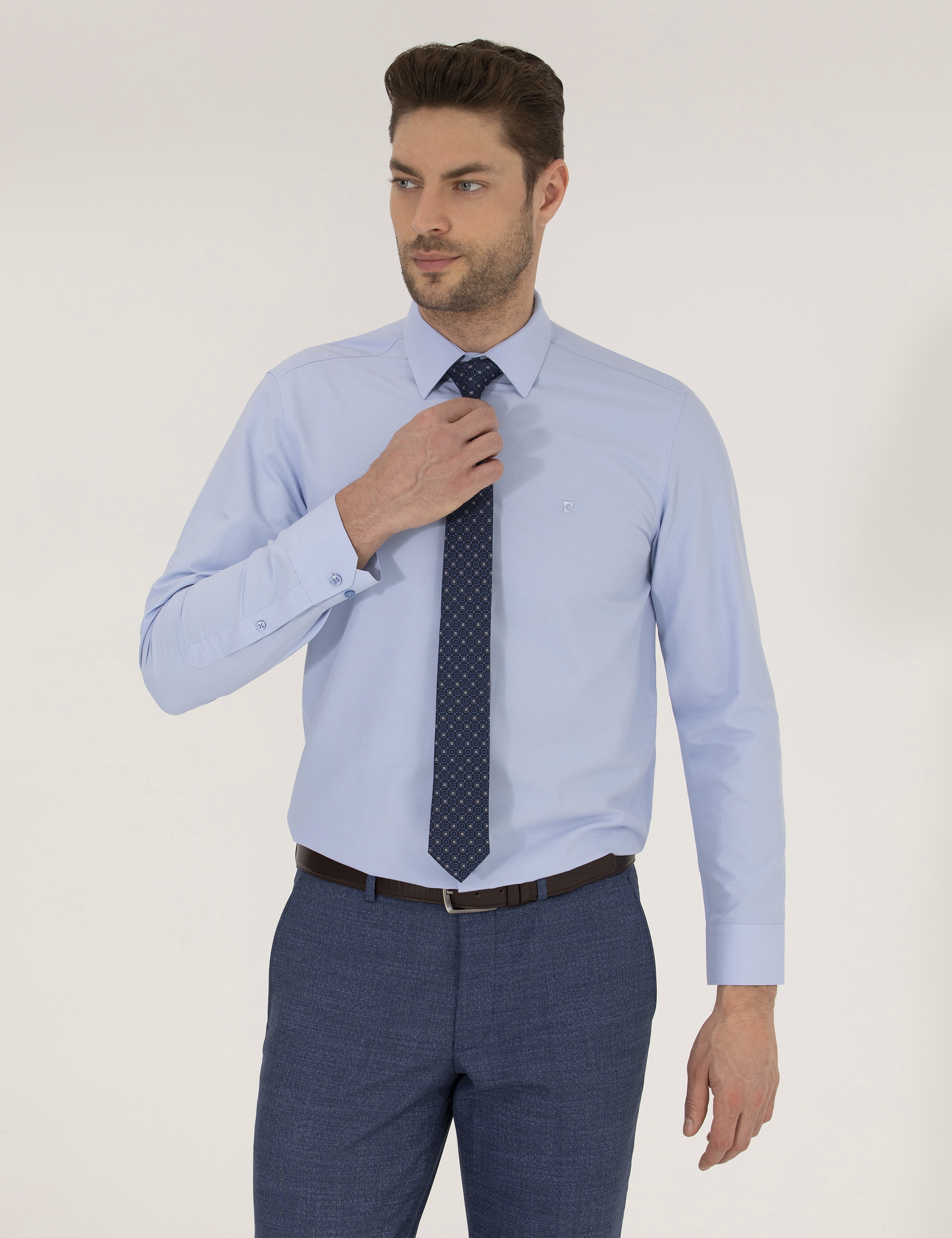 Mavi Slim Fit Uzun Kollu Klasik Gömlek - Image 1