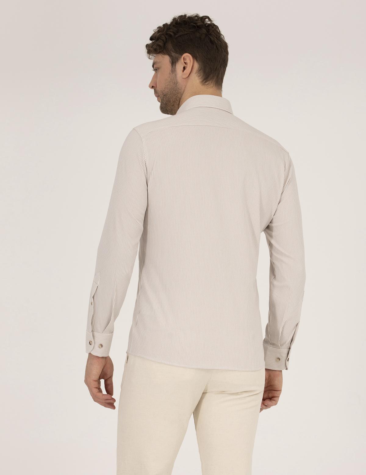 Bej Slim Fit Uzun Kollu Gömlek - 50266609026