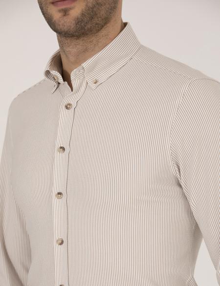 Bej Slim Fit Uzun Kollu Gömlek - 50266609026