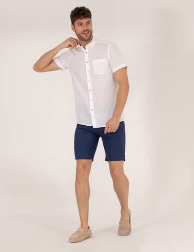 Beyaz Regular Fit Kısa Kollu Gömlek