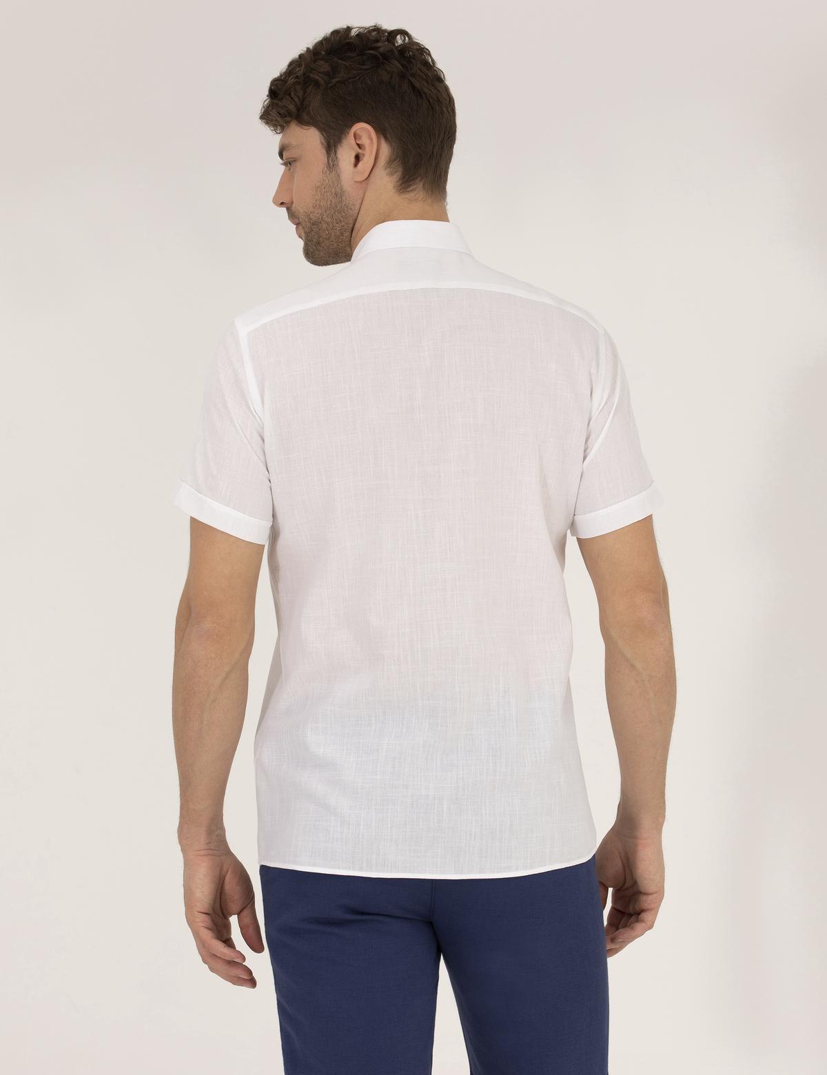 Beyaz Regular Fit Kısa Kollu Gömlek - 50268184023