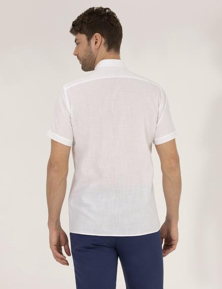 Beyaz Regular Fit Kısa Kollu Gömlek - 50268184023