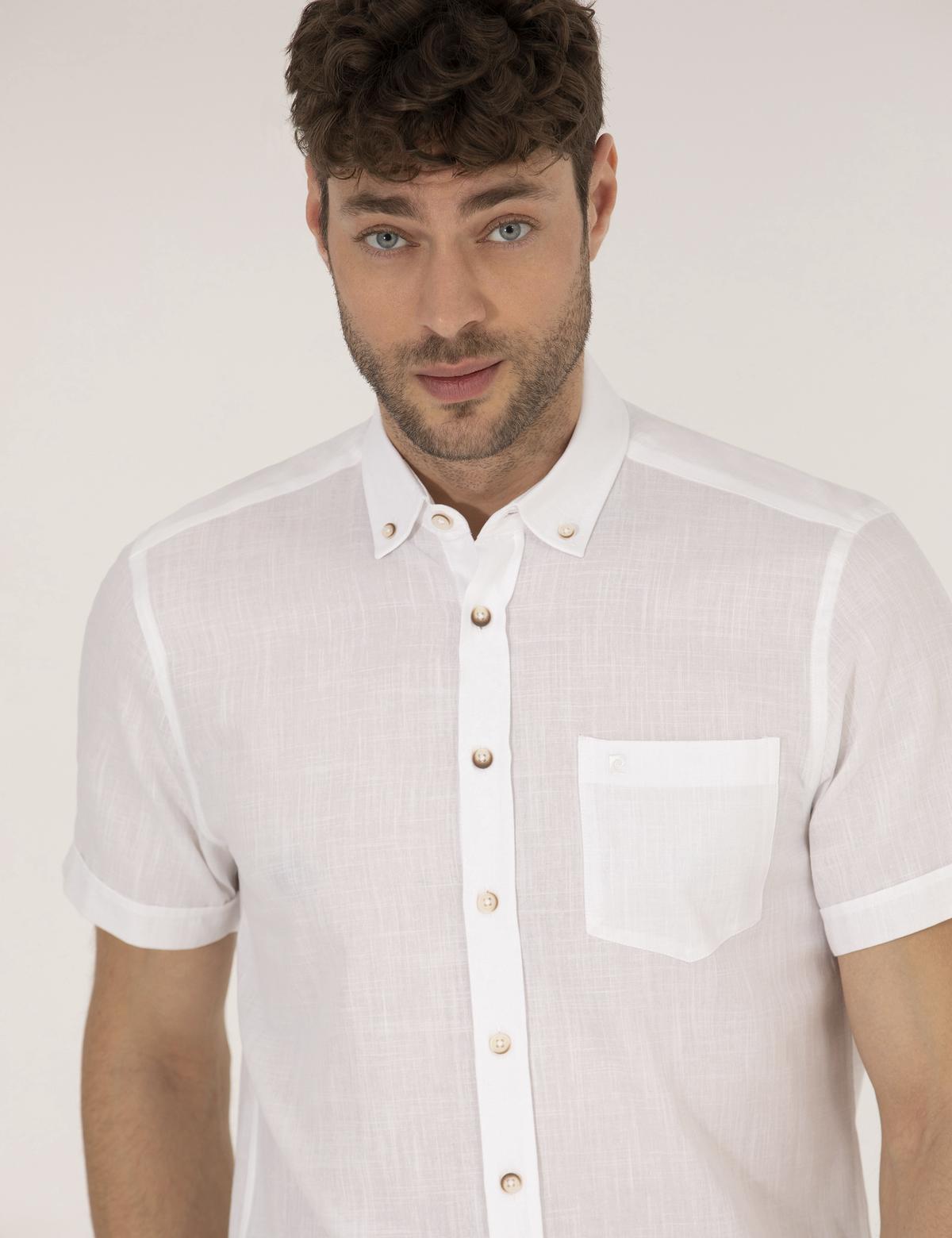 Beyaz Regular Fit Kısa Kollu Gömlek - 50268184023