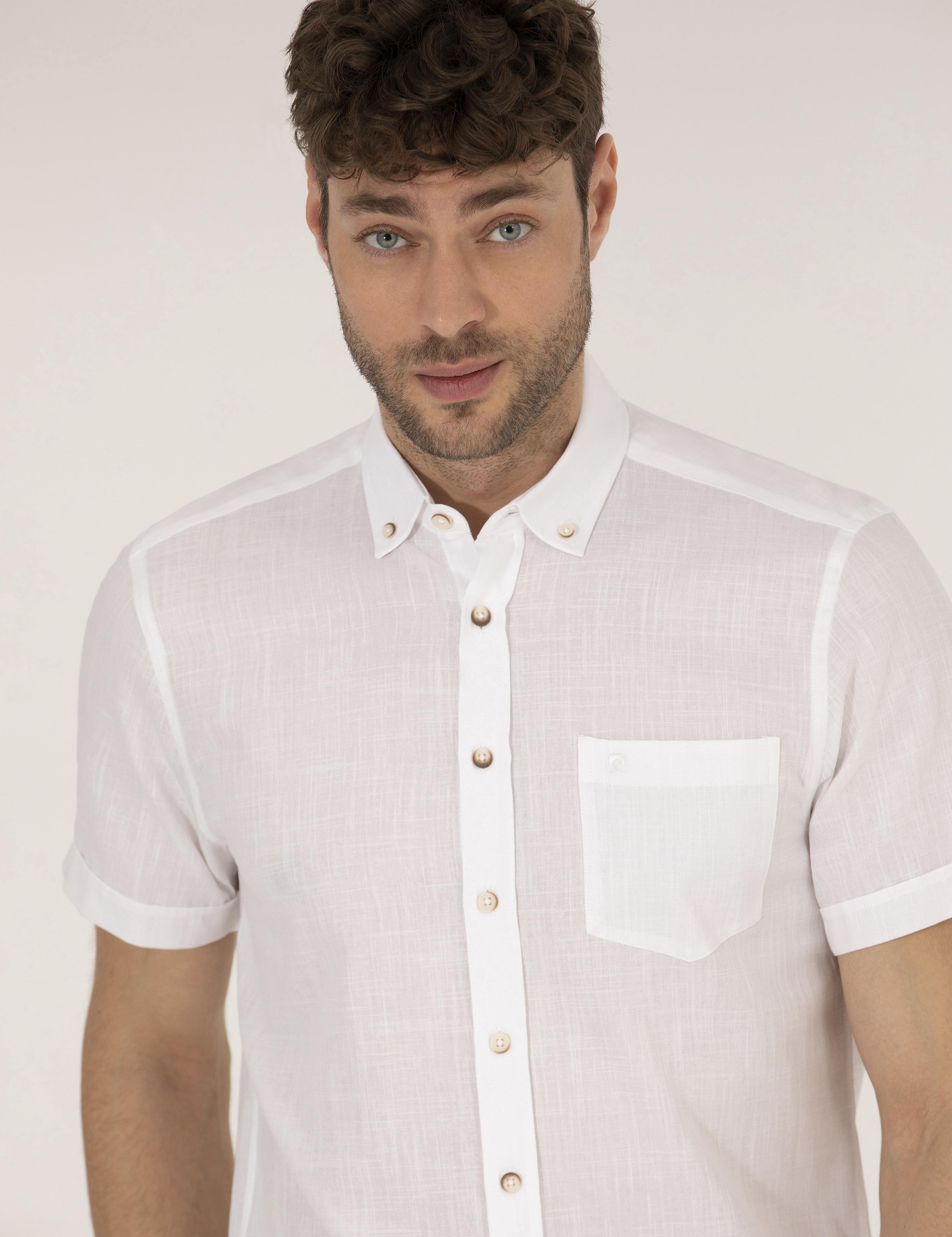 Beyaz Regular Fit Kısa Kollu Gömlek