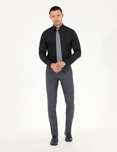 Siyah Slim Fit Uzun Kollu Klasik Gömlek - 50255292019