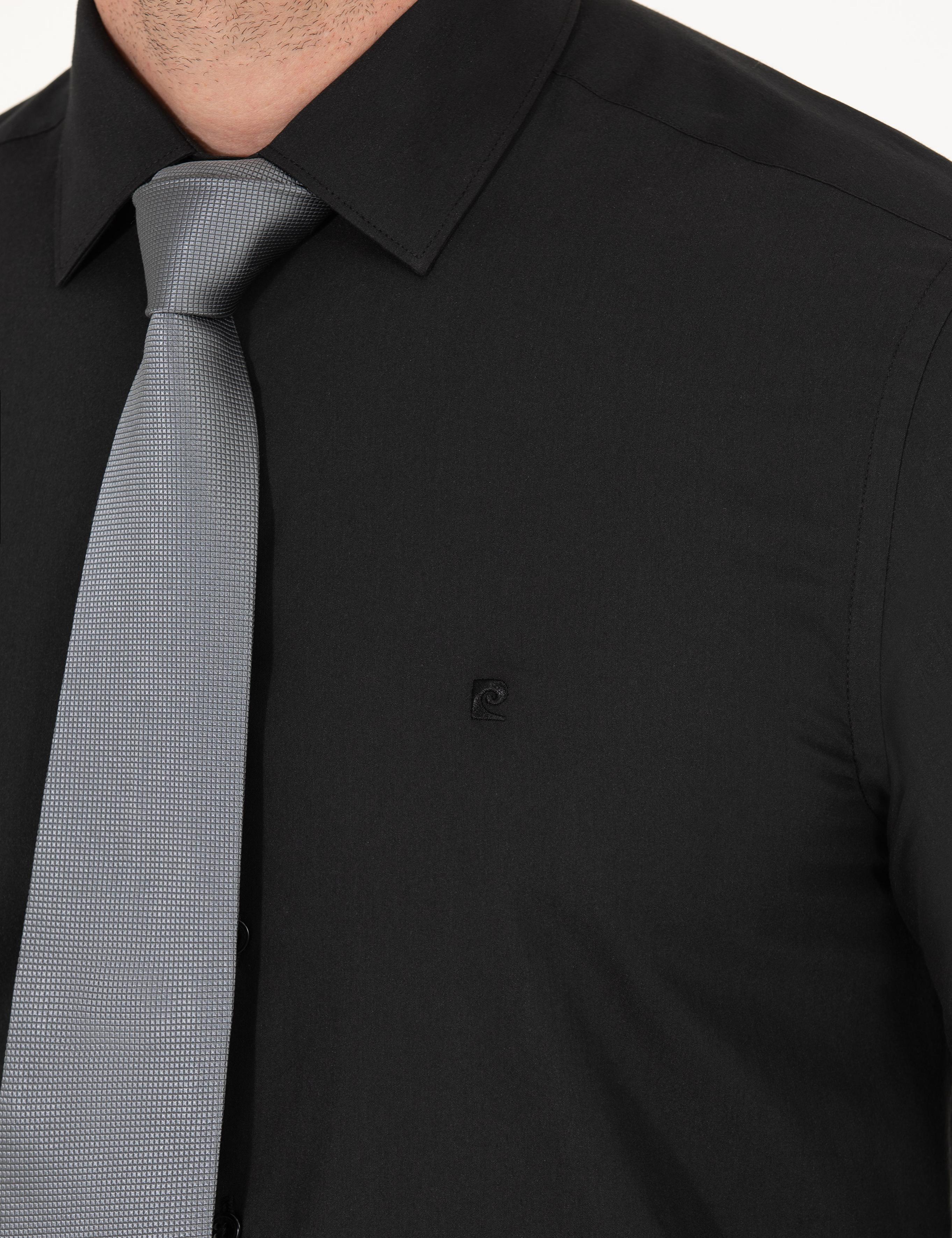 Siyah Slim Fit Uzun Kollu Klasik Gömlek