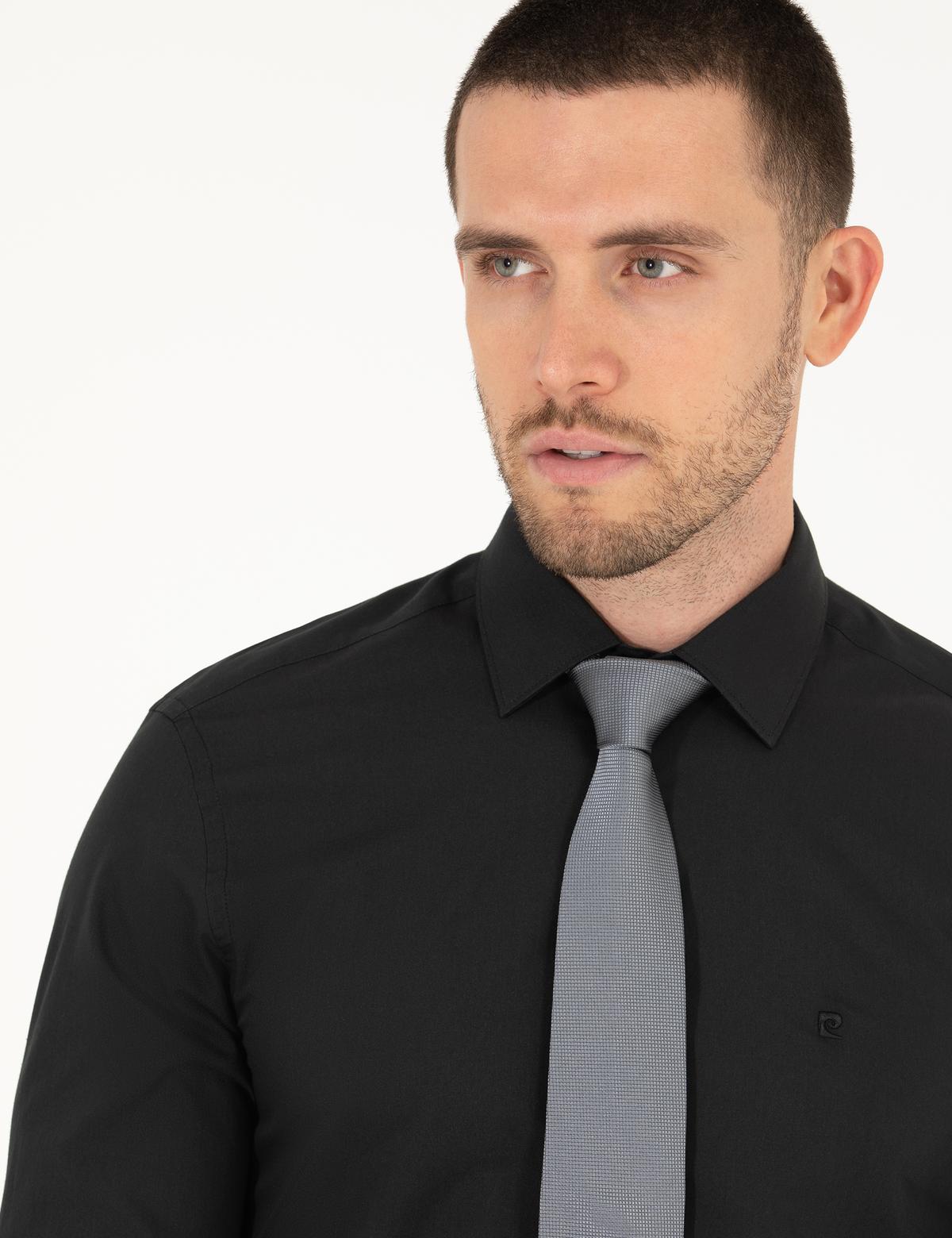 Siyah Slim Fit Uzun Kollu Klasik Gömlek - 50255292019