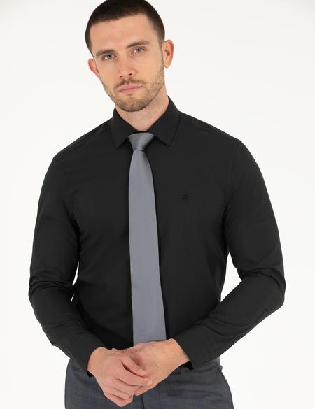 Siyah Slim Fit Uzun Kollu Klasik Gömlek - 50255292019