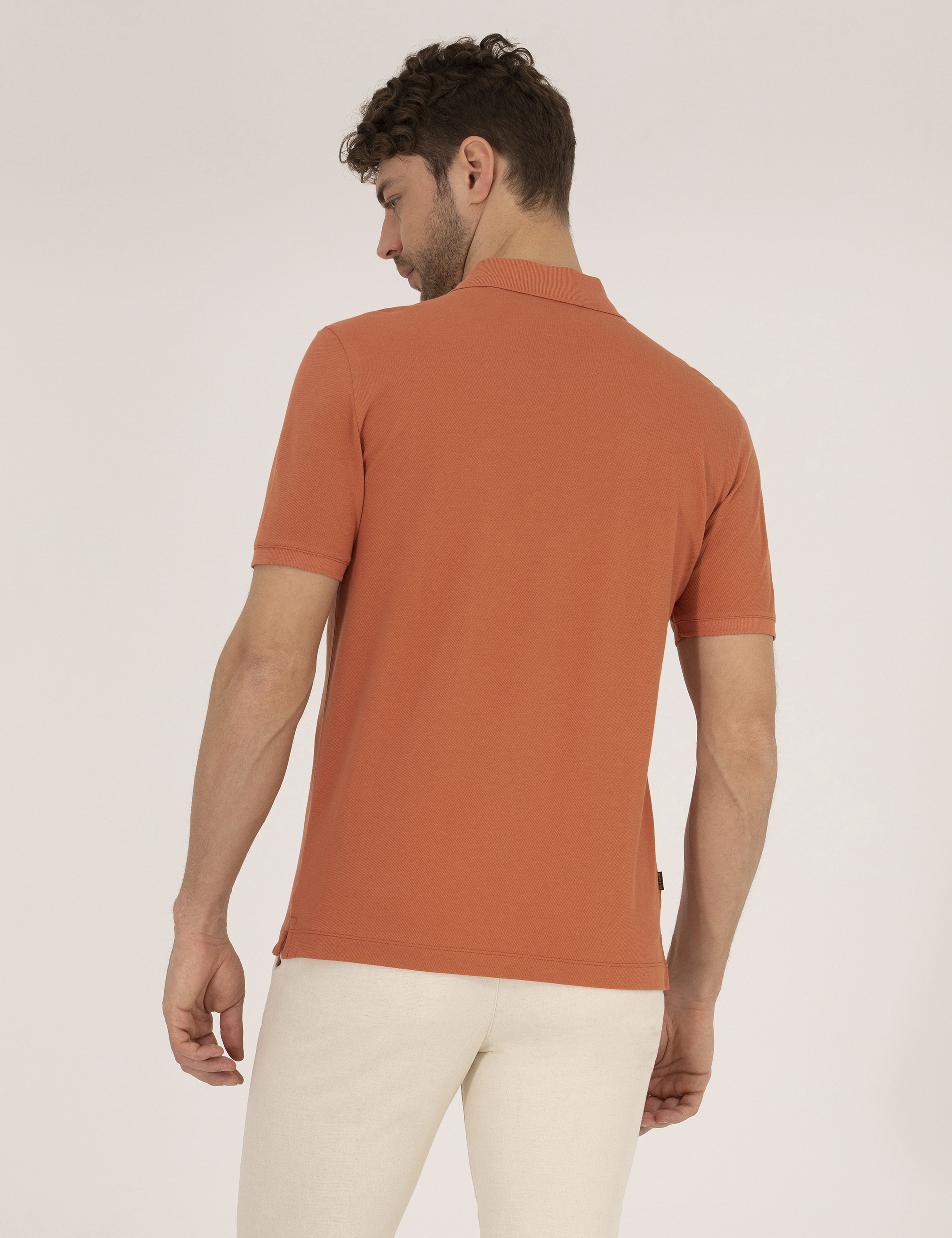 Kahverengi Regular Fit Polo Yaka Basic Tişört - Image 5