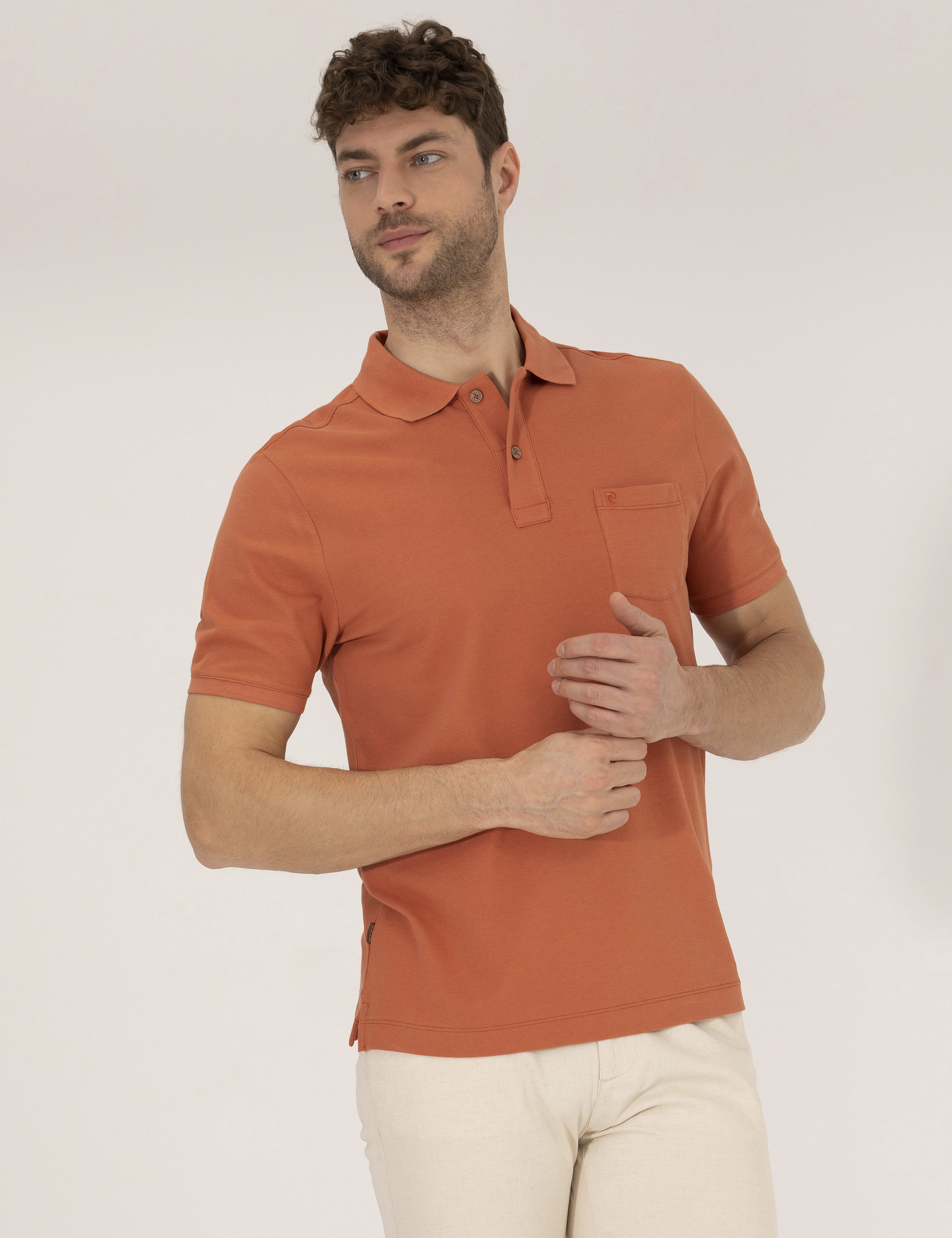 Kahverengi Regular Fit Polo Yaka Basic Tişört