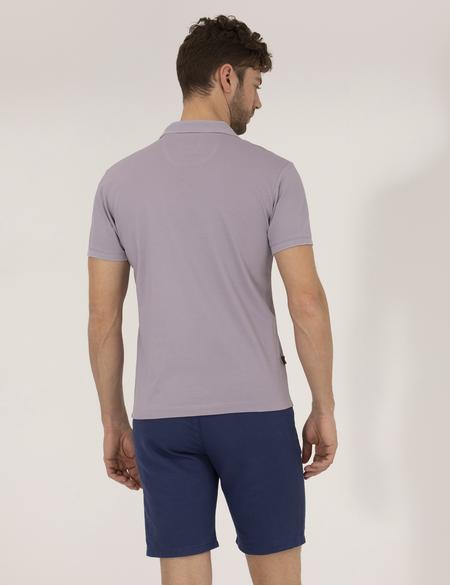 Lila Slim Fit Polo Yaka Merserize Tişört - 50262665113