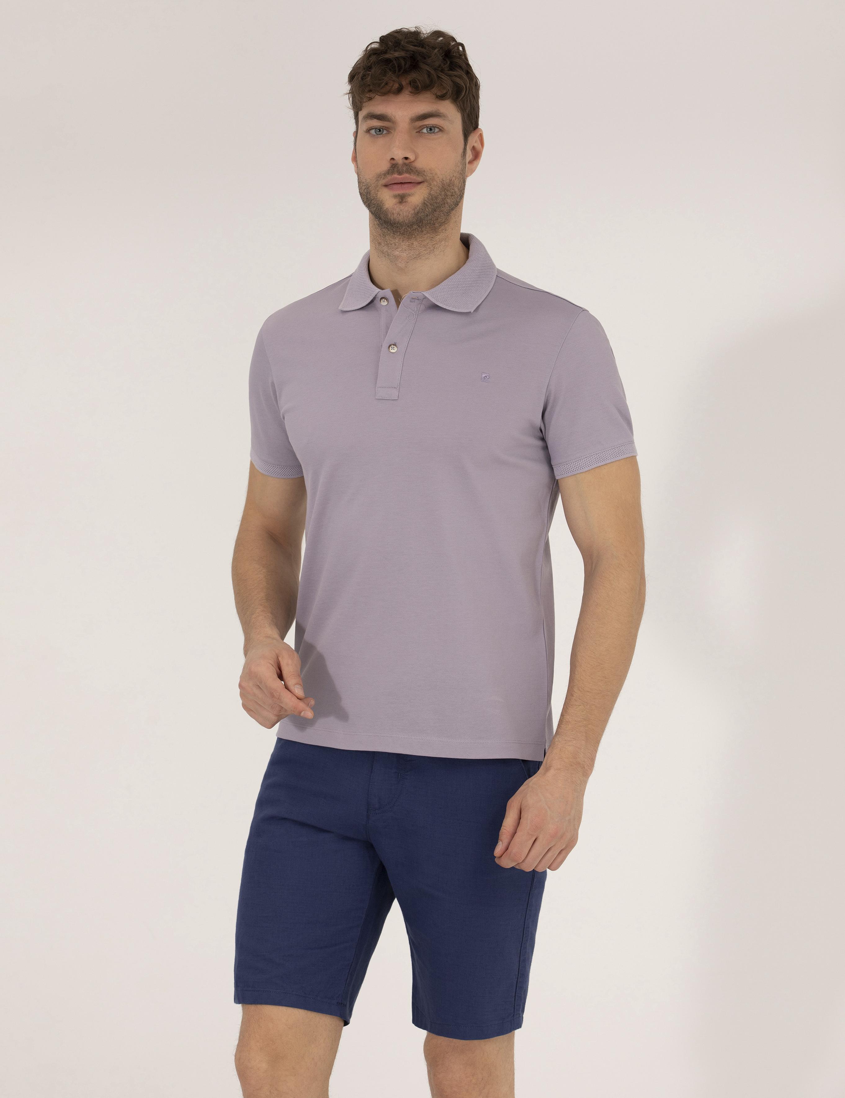 Lila Slim Fit Polo Yaka Merserize Tişört