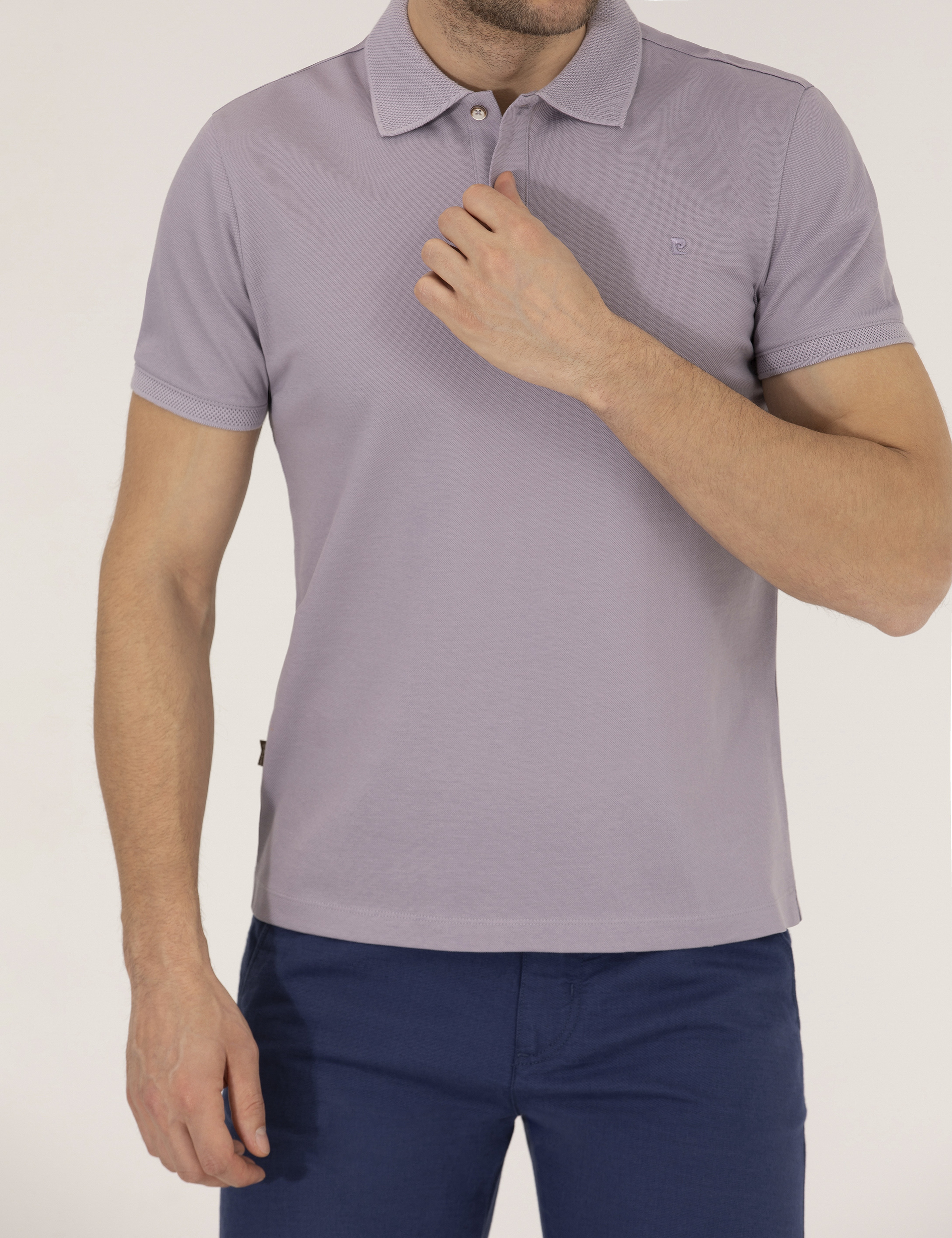 Lila Slim Fit Polo Yaka Merserize Tişört - Image 6