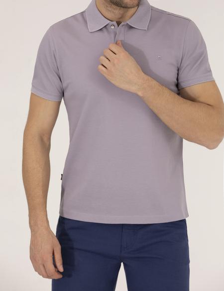 Lila Slim Fit Polo Yaka Merserize Tişört - 50262665113