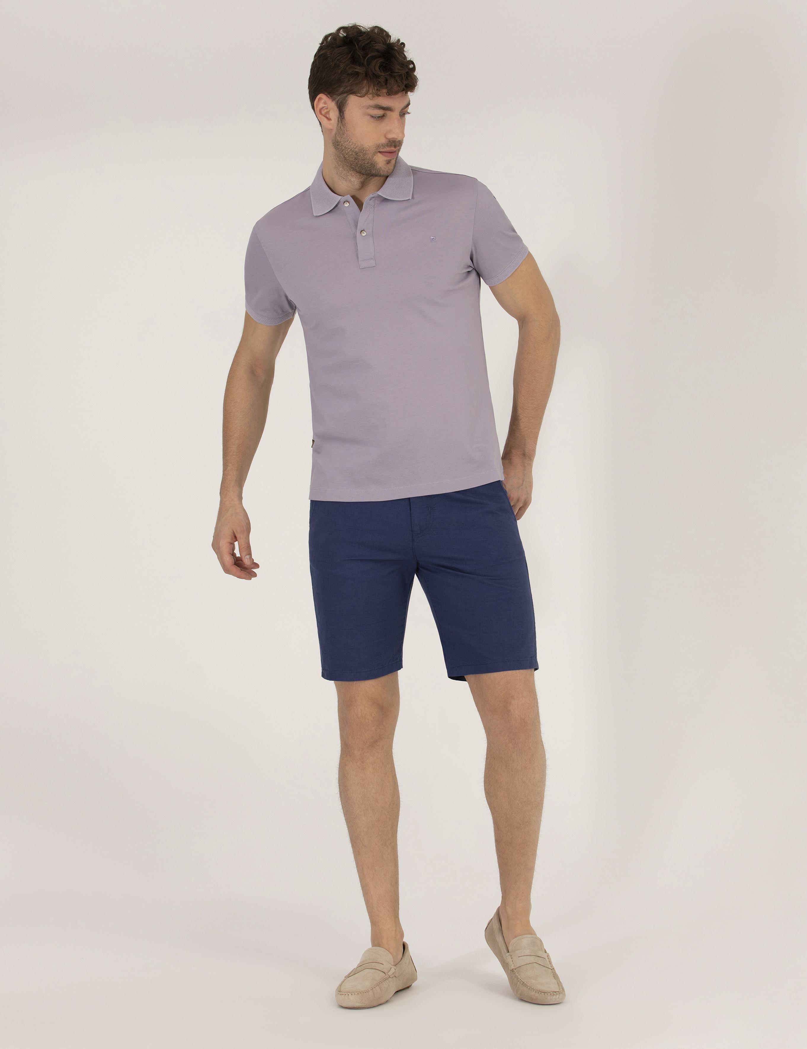 Lila Slim Fit Polo Yaka Merserize Tişört