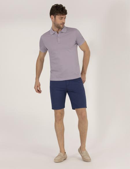 Lila Slim Fit Polo Yaka Merserize Tişört - 50262665113