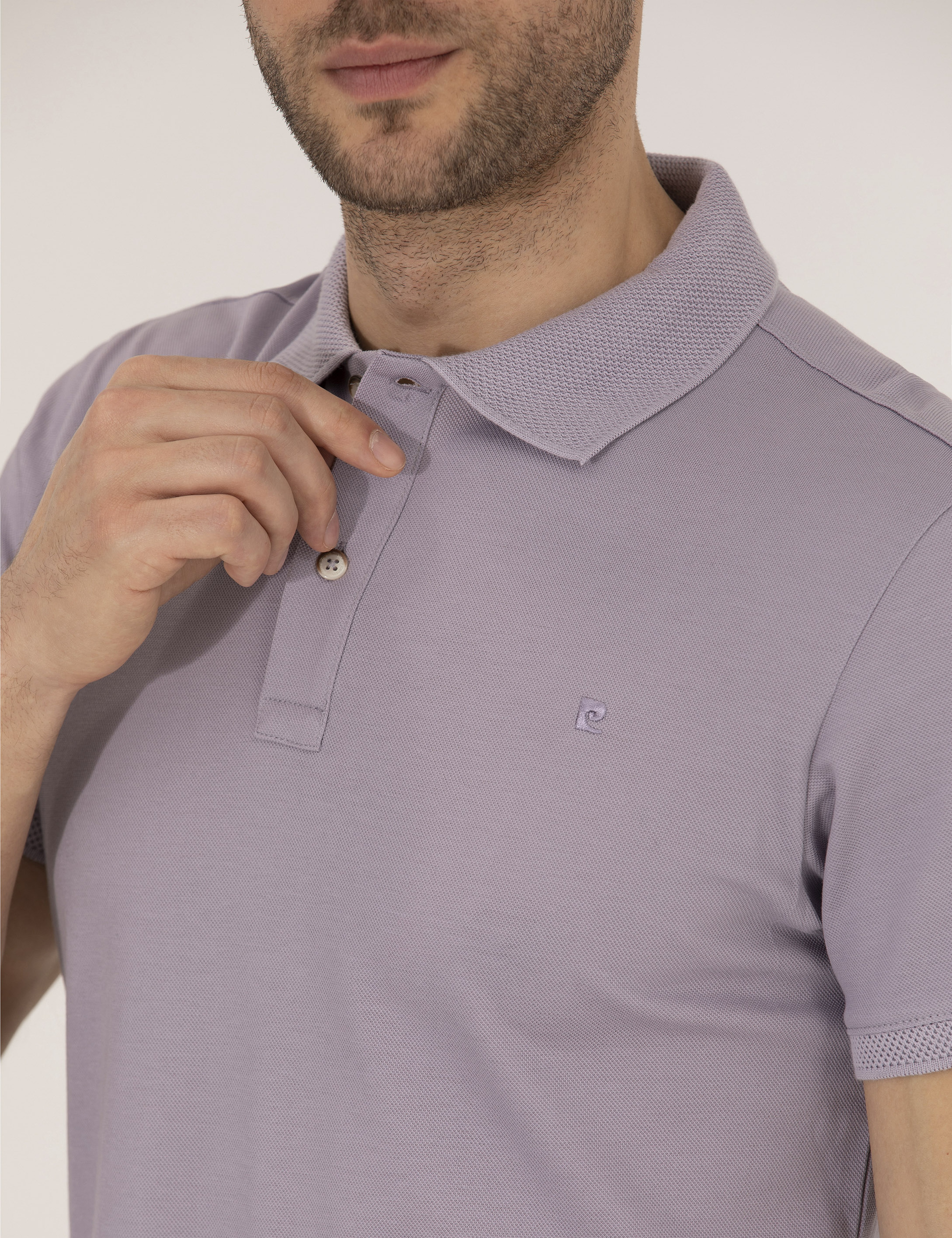 Lila Slim Fit Polo Yaka Merserize Tişört - Image 7