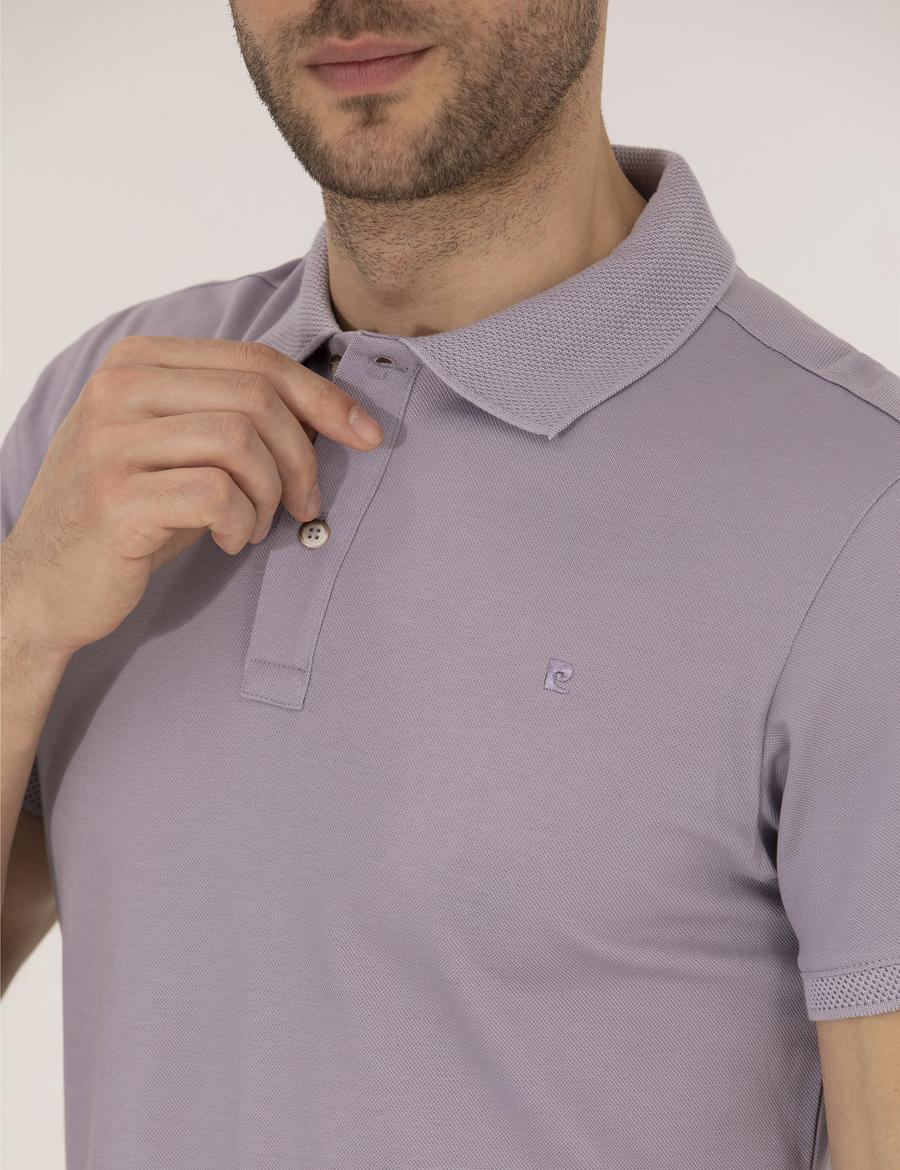 Lila Slim Fit Polo Yaka Merserize Tişört