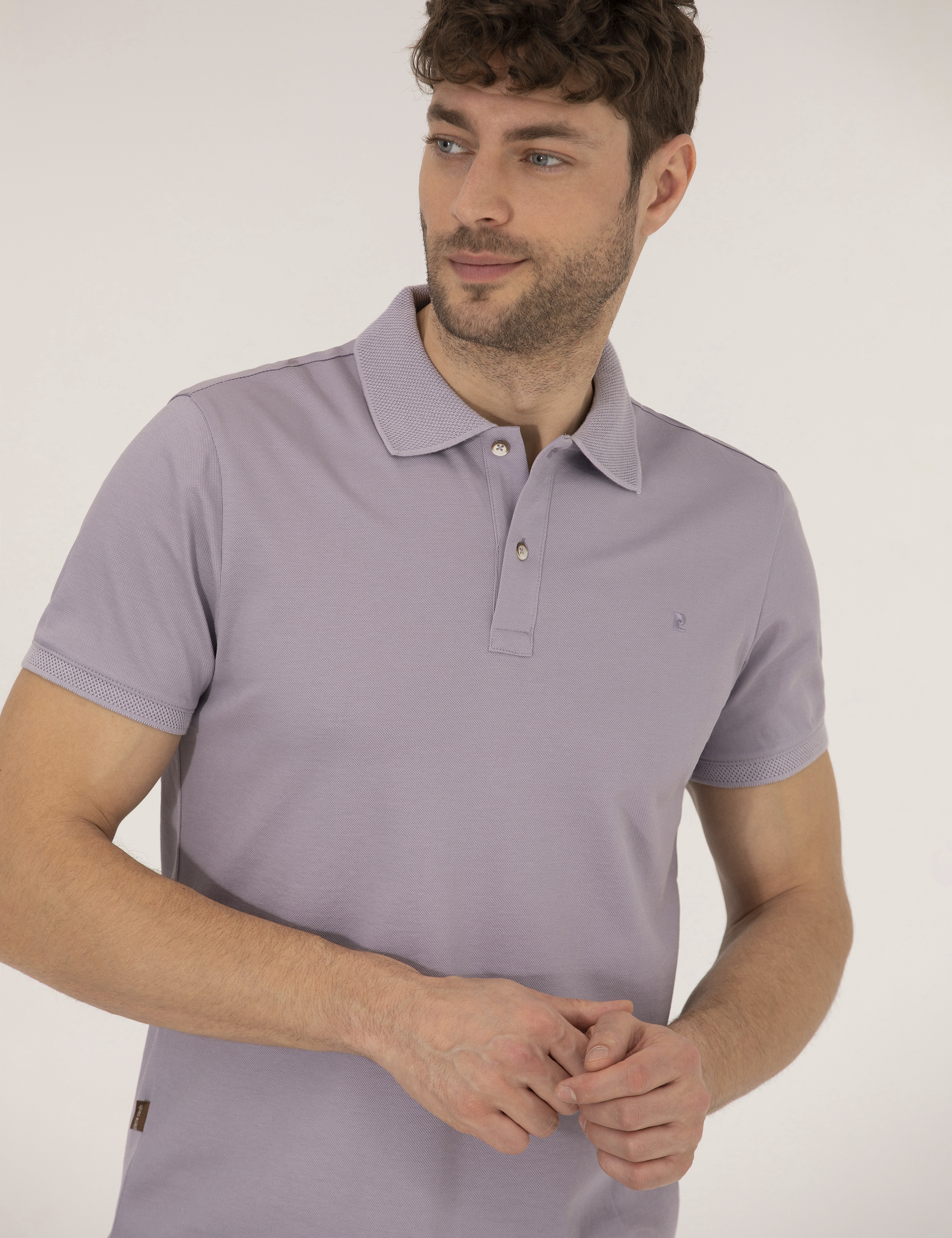 Lila Slim Fit Polo Yaka Merserize Tişört - Image 2