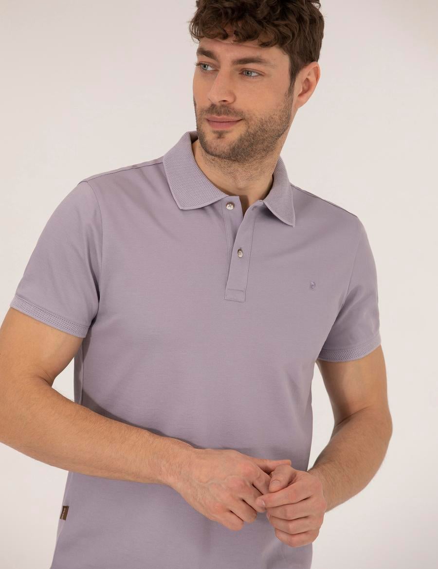 Lila Slim Fit Polo Yaka Merserize Tişört