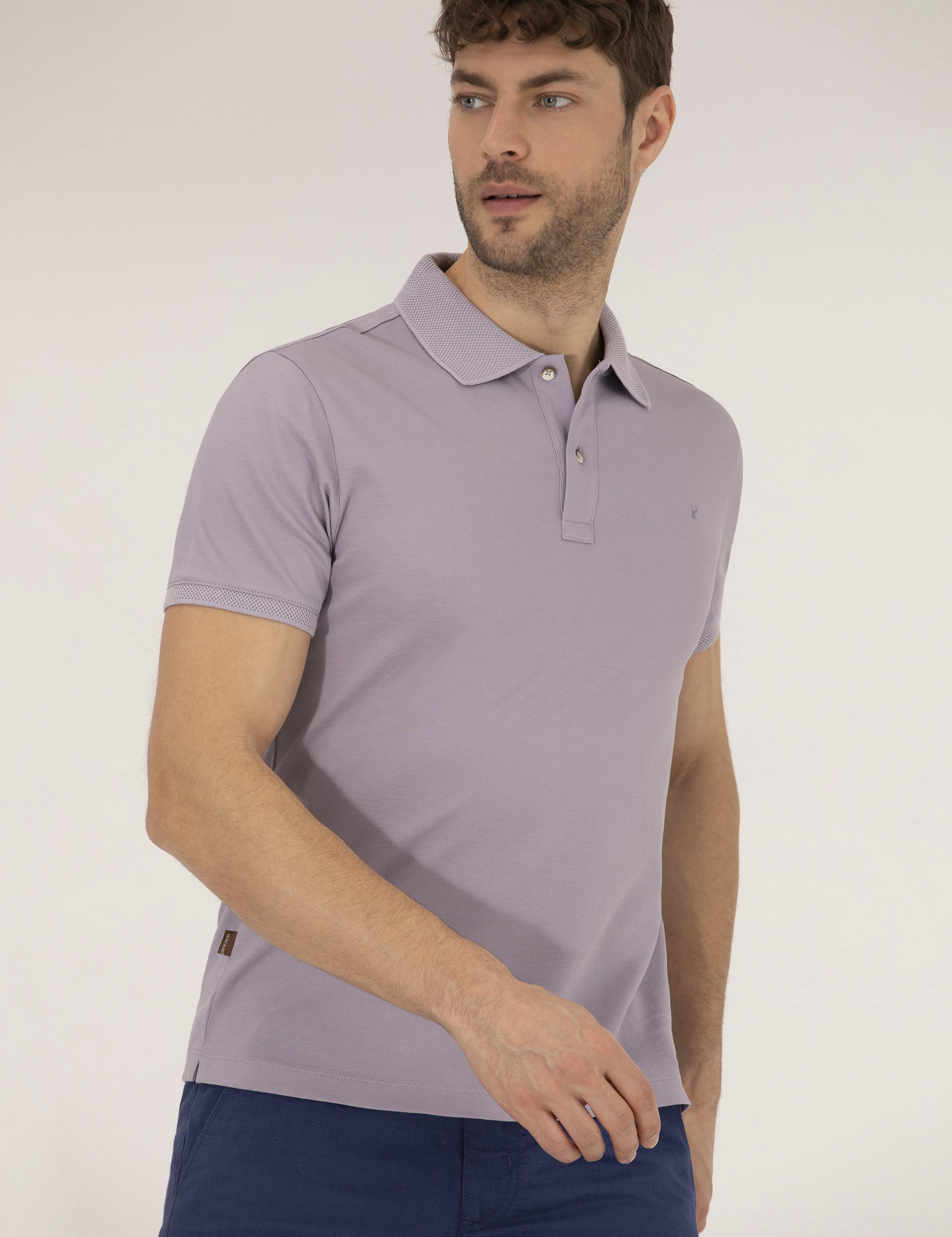 Lila Slim Fit Polo Yaka Merserize Tişört