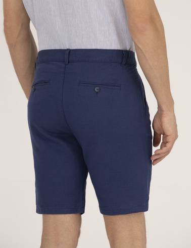 İndigo Slim Fit Keten Karışımlı Beli Lastikli Bermuda Şort