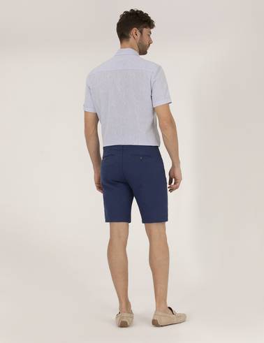 İndigo Slim Fit Keten Karışımlı Beli Lastikli Bermuda Şort