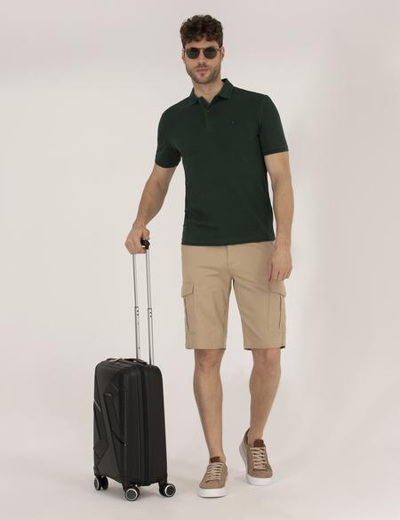 Bej Comfort Fit Kargo Cepli Bermuda Şort - 50264881071