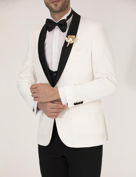 Ekru Ex. Slim Fit Smokin Damatlık - 50267027011