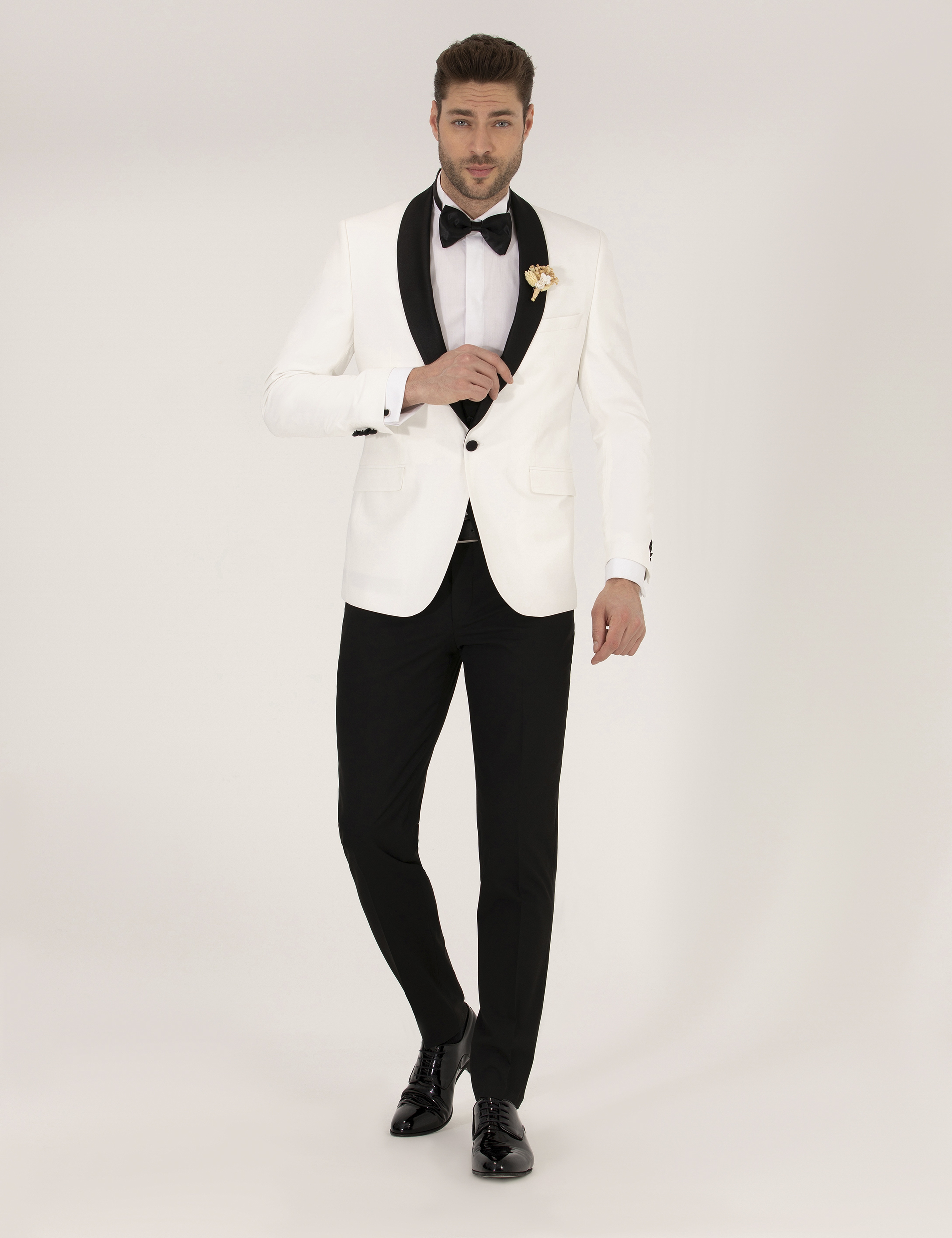 Ekru Ex. Slim Fit Smokin Damatlık - Image 1
