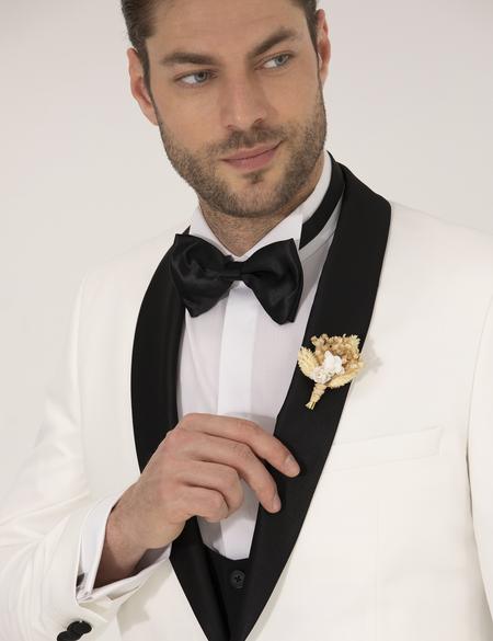 Ekru Ex. Slim Fit Smokin Damatlık - 50267027011