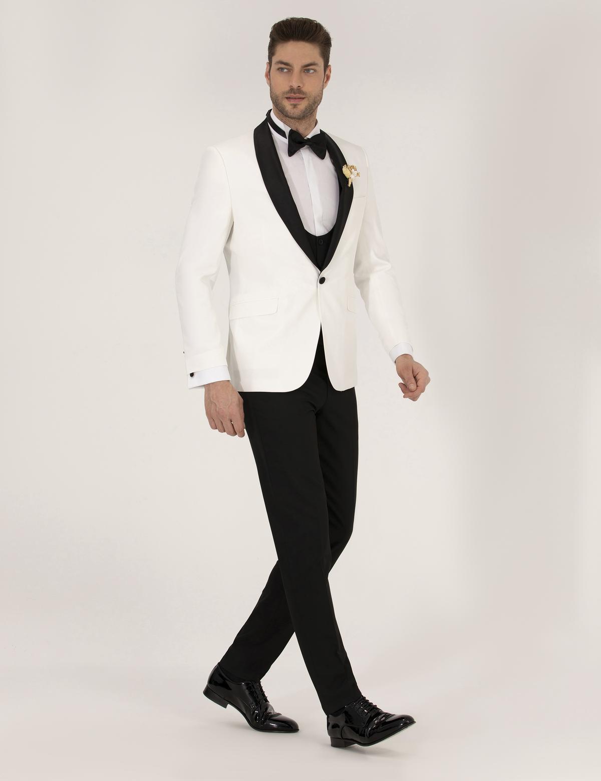 Ekru Ex. Slim Fit Smokin Damatlık - 50267027011